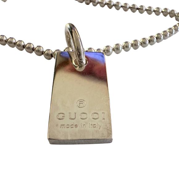 Gucci Silver Bar Logo Ball Chain Bracelet - Picture 2 of 12